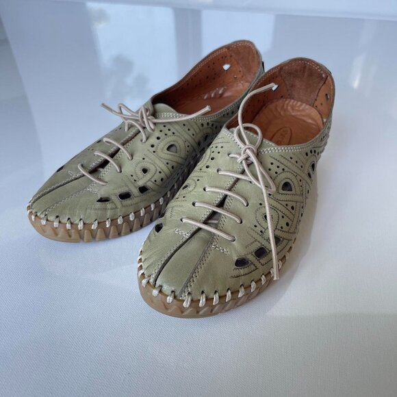 Sheridan Mia Kylie Leather Cutout Comfort Shoes Boho Artisanal Flats Size 8.5 - Picture 2 of 8